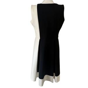 Chiara Boni A Line Cocktail Dress Size 50 US Size 12 Black White Pleated Skirt